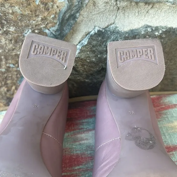 Camper 'Lea' Formal Block Heel Shoes in Light Mauve Purple Size 36