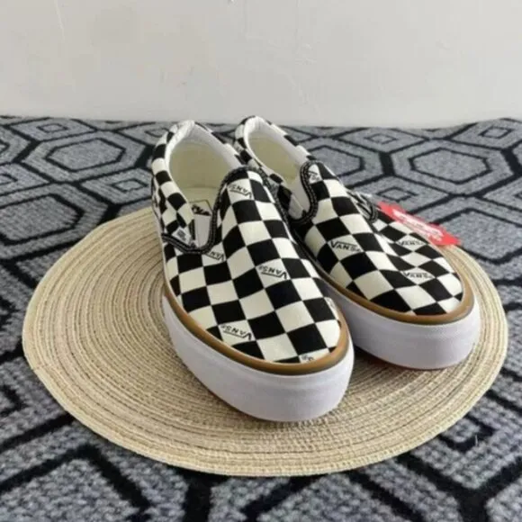 Canvas Slip On Shoes - VANS, Checkerboard Style