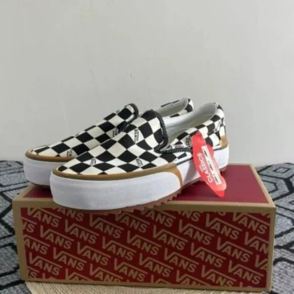 Canvas Slip On Shoes - VANS, Checkerboard Style