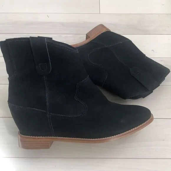 Carlos by Carlos Santana Black Rowen Ankle Boots Block Heels Black Size 8.5