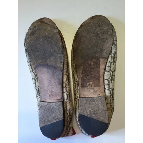 Carolina Herrera Women Cloth Ballet Flats Logo Print Comfort Round Toe Size 39