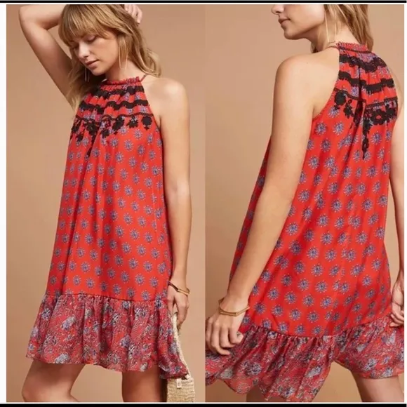 Carolina K. Antropologie Fiore Silk Halter Dress size XS