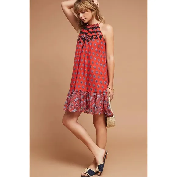Carolina K. Antropologie Fiore Silk Halter Dress size XS