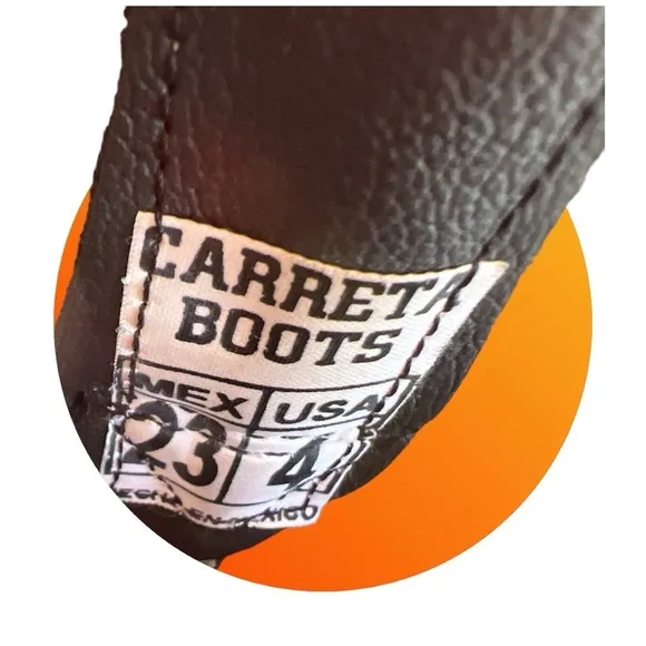 CARRETA BOOTS handcrafted in Mexico. Size 4 USA 11” tall