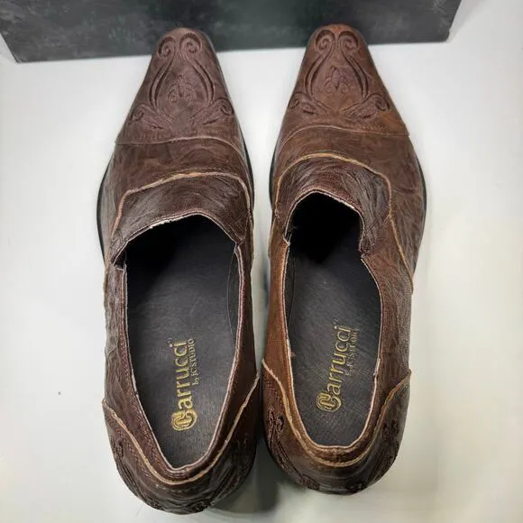 Carrucci By JC Studio Leather Western Slip On Loafer Shoes Men’s Size 9 Re-soled