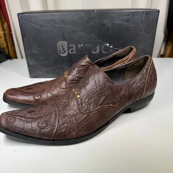 Carrucci By JC Studio Leather Western Slip On Loafer Shoes Men’s Size 9 Re-soled