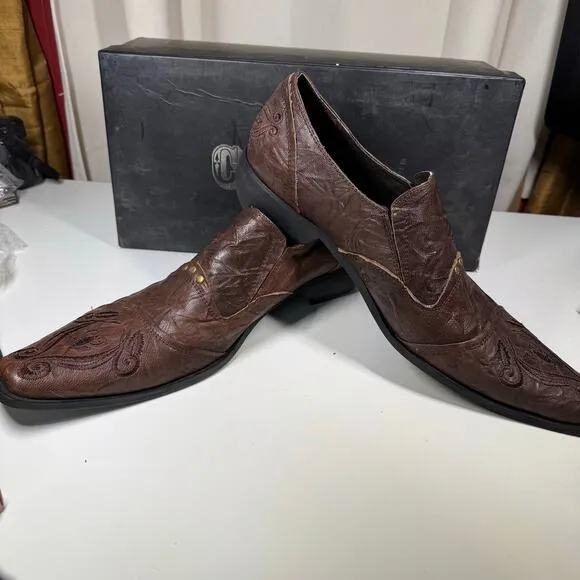 Carrucci By JC Studio Leather Western Slip On Loafer Shoes Men’s Size 9 Re-soled