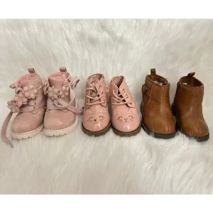 Carter's Pink Daffodil Brown Faux Leather Wonder Nation Pink Kitty Boots 4