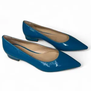 Casadei  Women's Turquiose Leather Pointed Toe Flats EU 36.5 NWOB