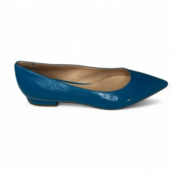 Casadei  Women's Turquiose Leather Pointed Toe Flats EU 36.5 NWOB