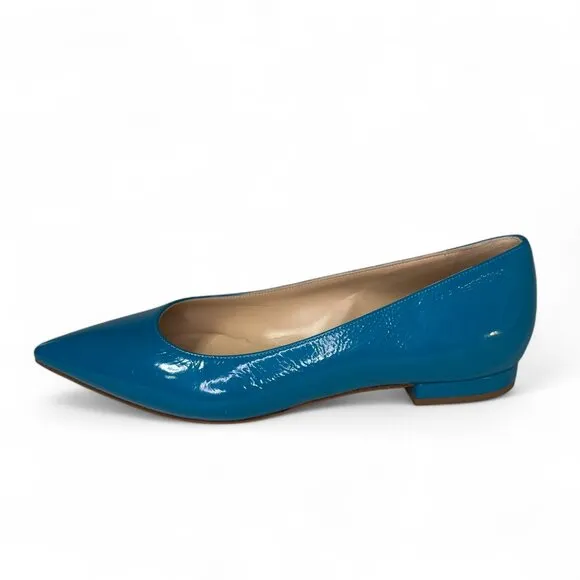 Casadei  Women's Turquiose Leather Pointed Toe Flats EU 36.5 NWOB