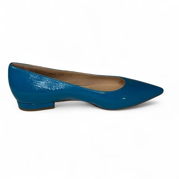 Casadei  Women's Turquiose Leather Pointed Toe Flats EU 36.5 NWOB