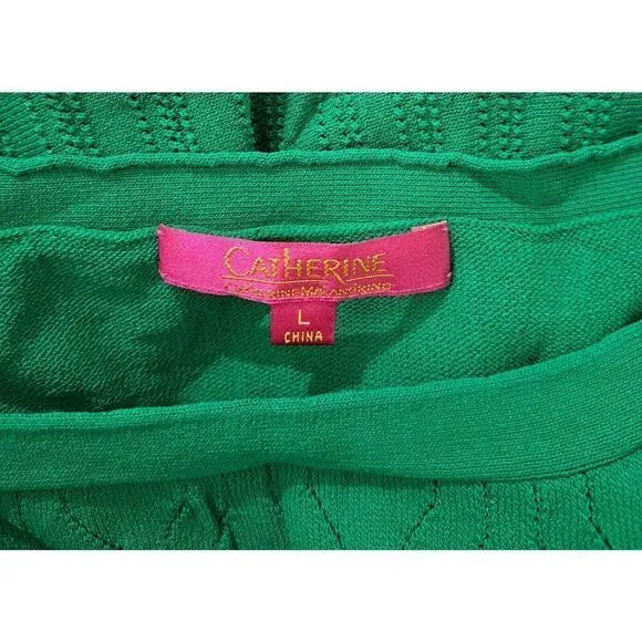 Catherine Malandrino Womens Large KELLY GREEN HI boat Neck Shift Dress Stretch