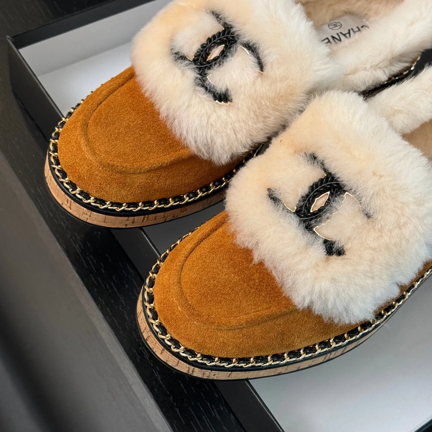 CC Moccasins Yellow Orange Suede And Fleece