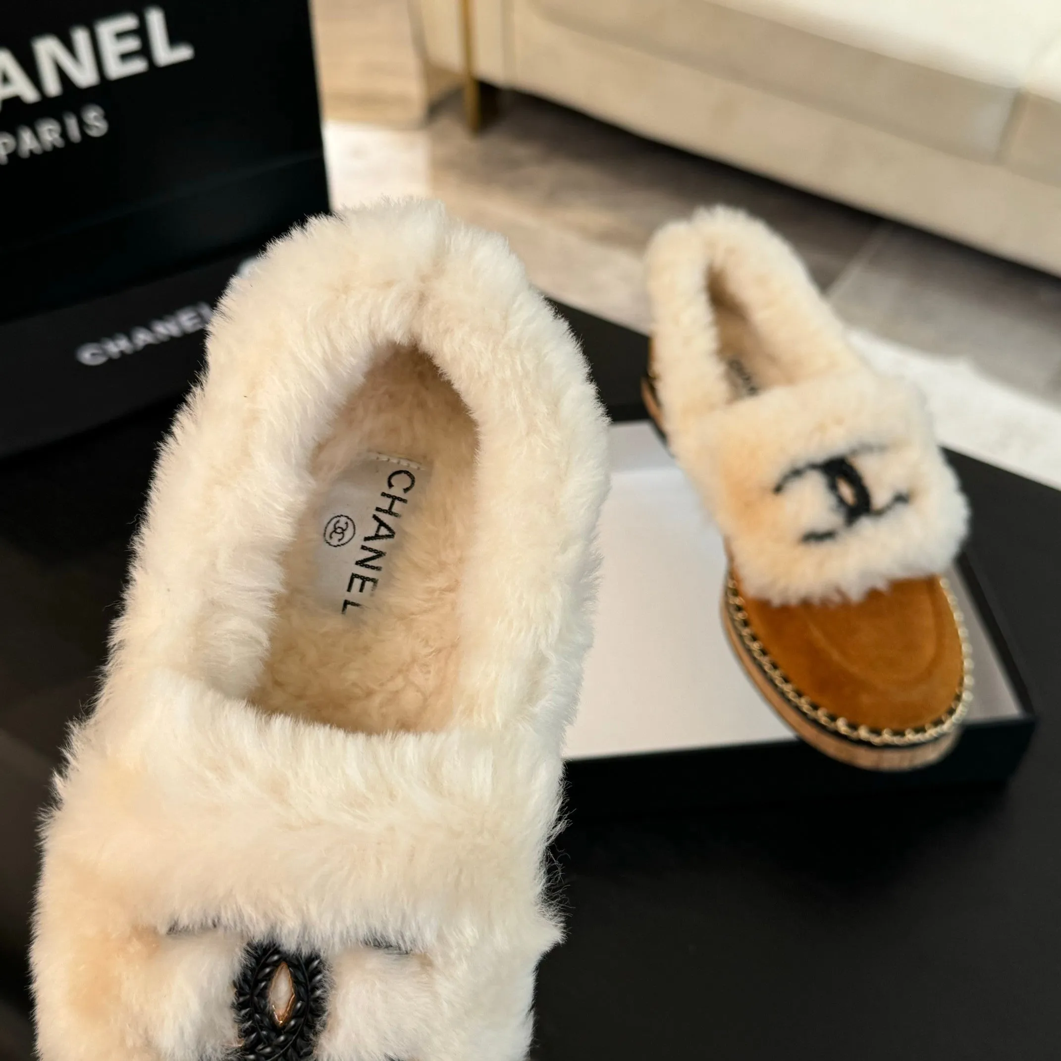 CC Moccasins Yellow Orange Suede And Fleece