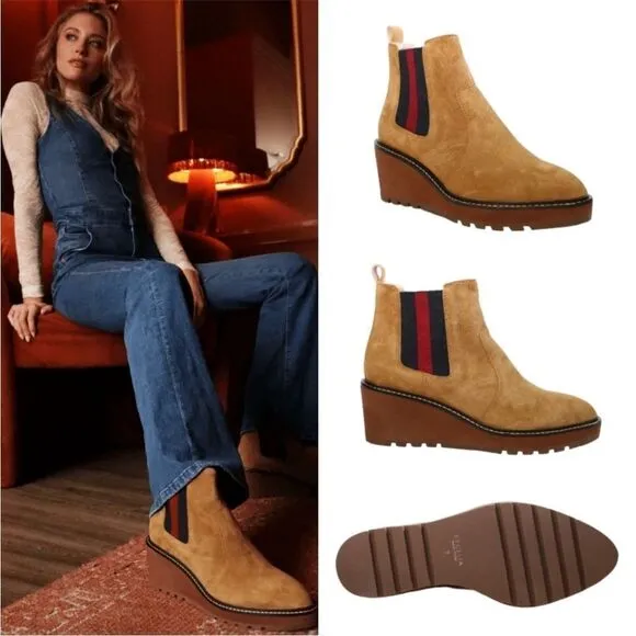 Cecelia New York GEMMA Genuine Suede  Side Stripe Pull On Boots