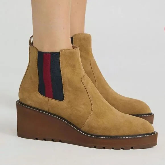 Cecelia New York GEMMA Genuine Suede  Side Stripe Pull On Boots