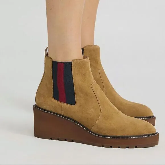 Cecelia New York GEMMA Genuine Suede  Side Stripe Pull On Boots