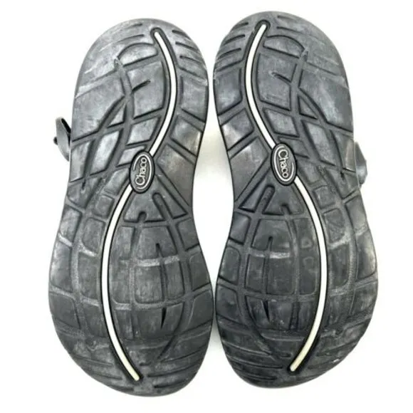 Chaco Size 9 Gray Black Purple Strappy Slip On Sandals J105566