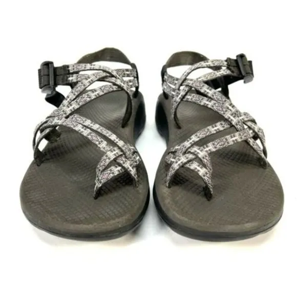 Chaco Size 9 Gray Black Purple Strappy Slip On Sandals J105566