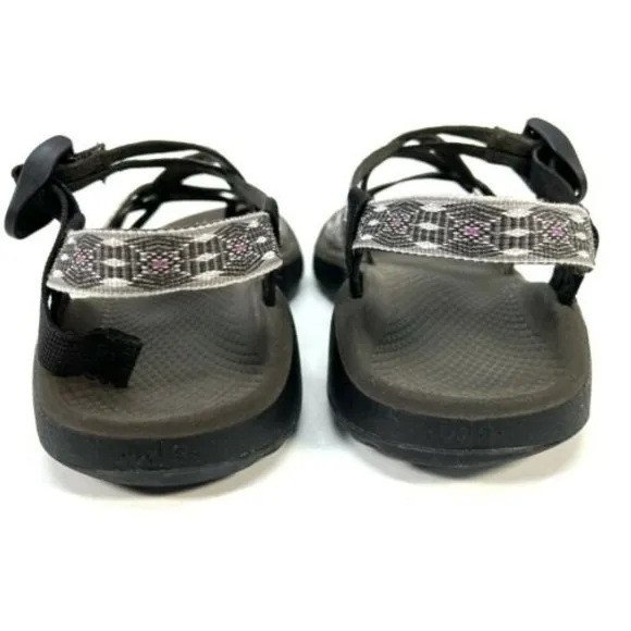 Chaco Size 9 Gray Black Purple Strappy Slip On Sandals J105566