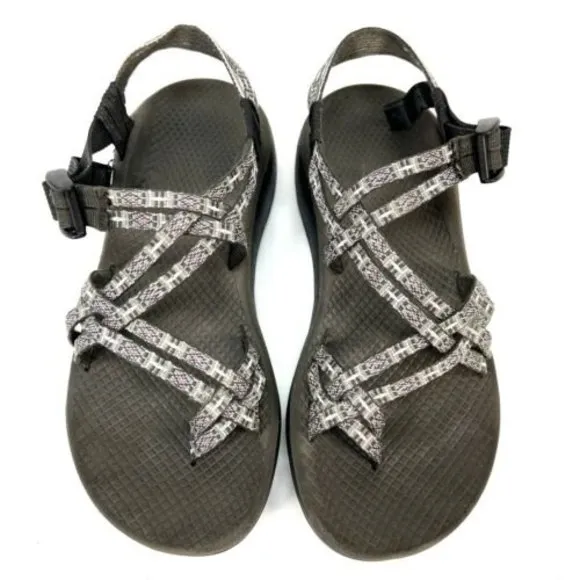 Chaco Size 9 Gray Black Purple Strappy Slip On Sandals J105566