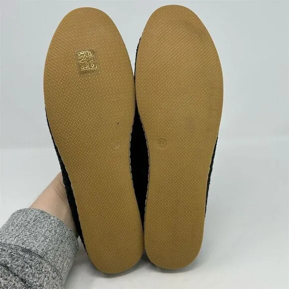 Charix Women's Black Leather Slip-On Flats Size 44 (US 12) Handmade Artisan