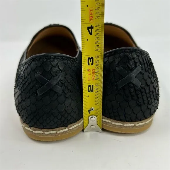 Charix Women's Black Leather Slip-On Flats Size 44 (US 12) Handmade Artisan