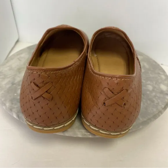 Charix Woven Leather Slip On Flat Shoes US Womens 8 EU 38 Brown Camel Tan