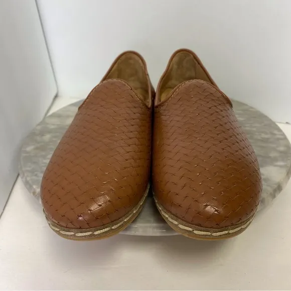 Charix Woven Leather Slip On Flat Shoes US Womens 8 EU 38 Brown Camel Tan