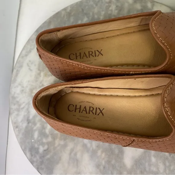 Charix Woven Leather Slip On Flat Shoes US Womens 8 EU 38 Brown Camel Tan