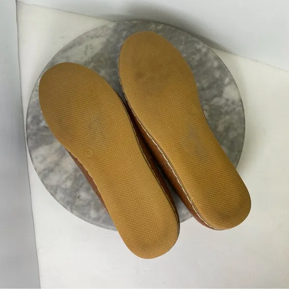 Charix Woven Leather Slip On Flat Shoes US Womens 8 EU 38 Brown Camel Tan