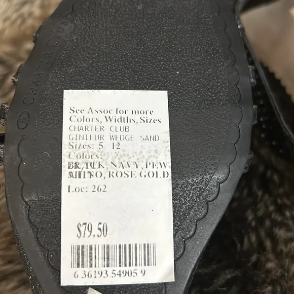 Charter Club Black Glitter Dress Sandal Wedges-NWT