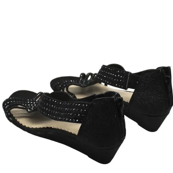 Charter Club Black Glitter Dress Sandal Wedges-NWT
