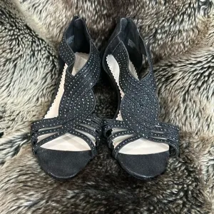 Charter Club Black Glitter Dress Sandal Wedges-NWT