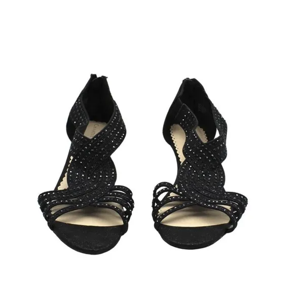 Charter Club Black Glitter Dress Sandal Wedges-NWT
