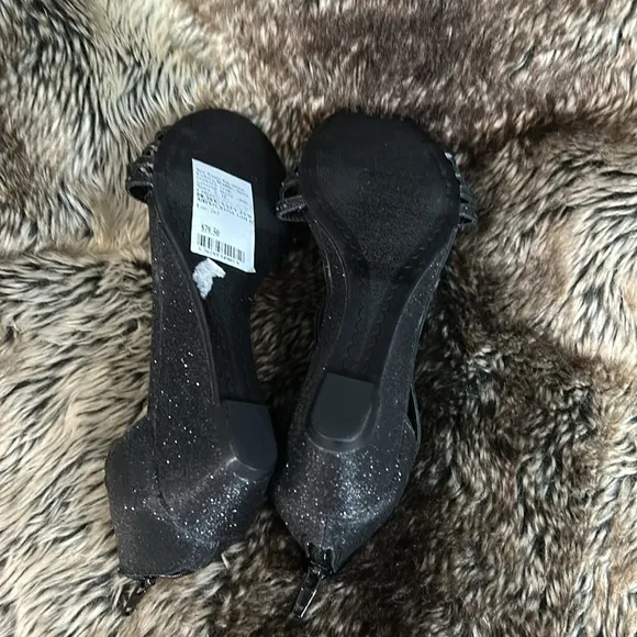 Charter Club Black Glitter Dress Sandal Wedges-NWT