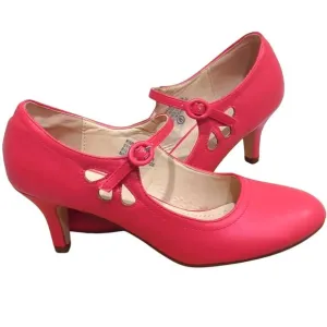 Chase &amp; Chloe Kimmy Low 21 Red Mary Jane Heels Women's size 8 Round Toe Cutout