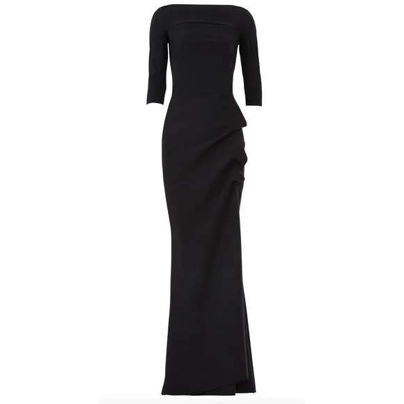 Chiara Boni La Petite Robe Black Ruched Gown Size 2 Italian Luxury Designer $995
