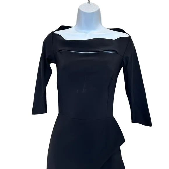 Chiara Boni La Petite Robe Black Ruched Gown Size 2 Italian Luxury Designer $995
