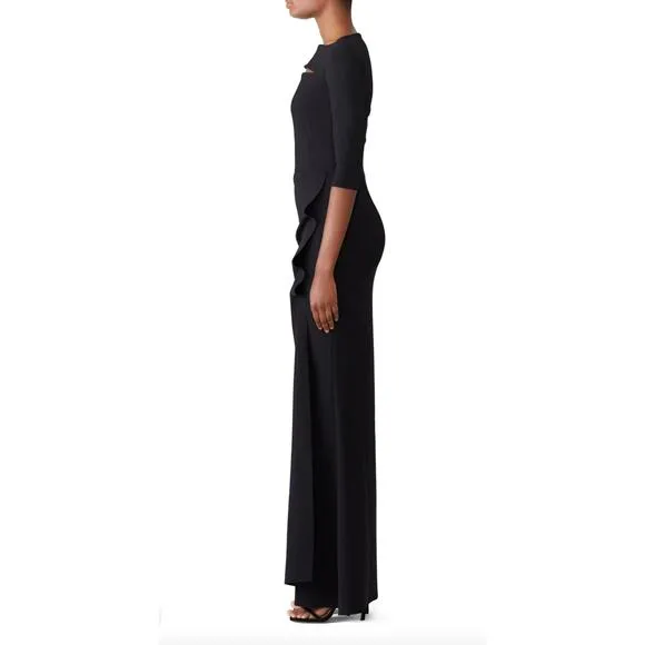 Chiara Boni La Petite Robe Black Ruched Gown Size 2 Italian Luxury Designer $995