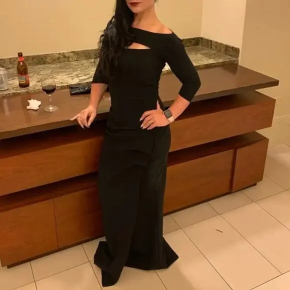 Chiara Boni La Petite Robe Black Ruched Gown Size 2 Italian Luxury Designer $995