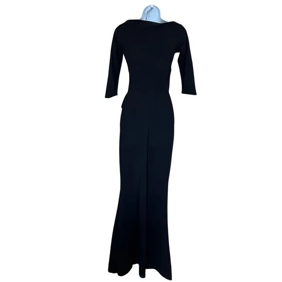 Chiara Boni La Petite Robe Black Ruched Gown Size 2 Italian Luxury Designer $995