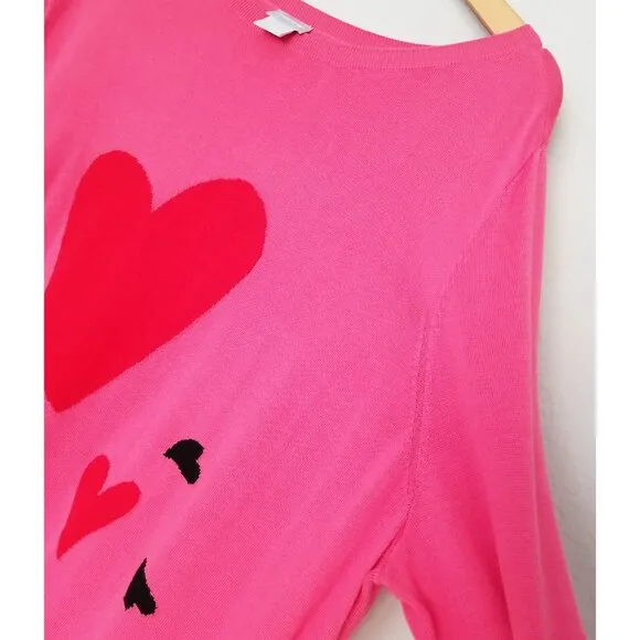 Chico’s Big Heart Pink Pullover Sweater Lightweight Jumper Plus Size XXL $90