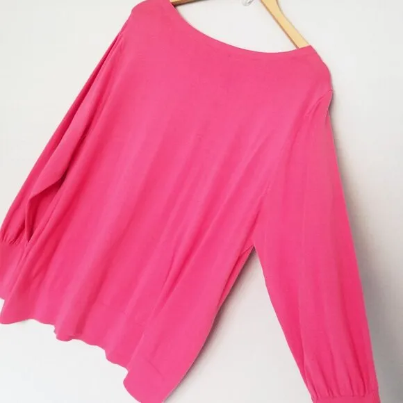 Chico’s Big Heart Pink Pullover Sweater Lightweight Jumper Plus Size XXL $90