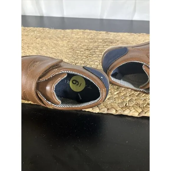 Children’s Boys Size 9 Brown Strap Walking Wedge Oxford Tahari Dress Shoes