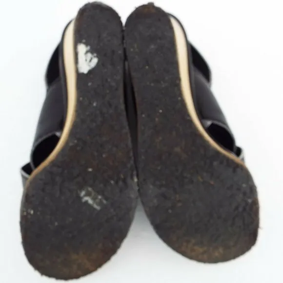 CHLOE Black Open Toe Wedge Sling Pump Sandals 38