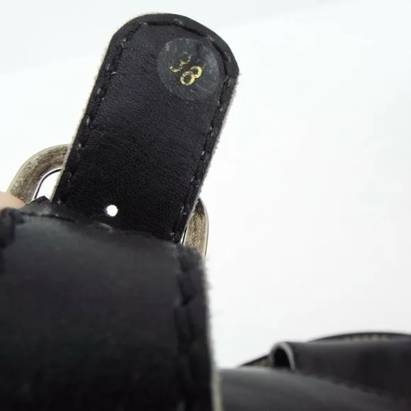 CHLOE Black Open Toe Wedge Sling Pump Sandals 38