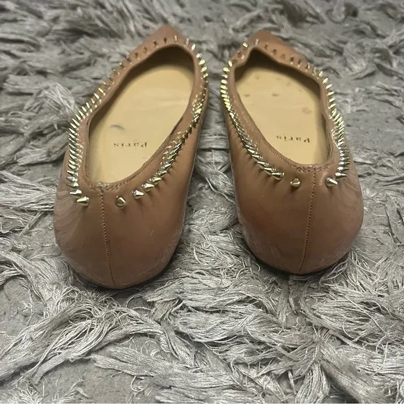 Christian Louboutin Anjalina tab Gold Spike Pointed Flats