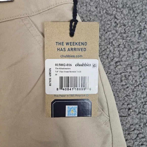 Chubbies Aramadas Shorts 35 Khakinators 7 in Flat Front Twill Stretch Weekend